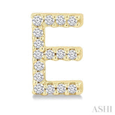 1/10 Ctw Initial 'E' Single Cut Diamond Earrings in 10K Yellow Gold